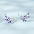925 Sterling Silver Earrings with CZ and Oxidized Finish - 1.3*0.6cm