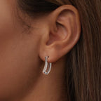 925 Sterling Silver Pave Setting CZ White Gold Plated Earrings for Women