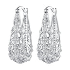 925 Sterling Silver Earrings with Pavé Set CZ, 2.5cm x 0.8cm, for Women