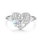 925 Sterling Silver Heart-Shaped Moonstone Ring for Women