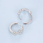 925 Sterling Silver Earrings with Pavé Setting CZ - 1.2*0.65cm, White Gold Plated for Women