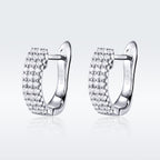 925 Sterling Silver Earrings with Pavé Setting CZ 1.3*0.4cm