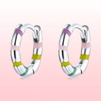 S925 Sterling Silver Enamel Platinum Plated Earrings for Women