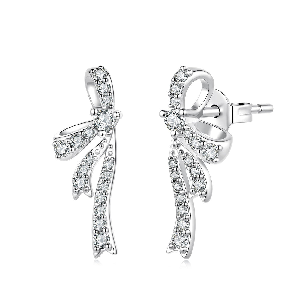 925 Silver White Gold Plated CZ Pavé 1.7 x 0.7 cm Earrings for Women
