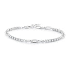 925 Sterling Silver Bracelet with Pavé Setting CZ, Platinum Plated, 14.5+3cm, for Women
