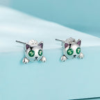 925 Sterling Silver Earrings with Enamel in Oxidized Finish