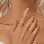 925 Sterling Silver + Plated White Gold Larimar Ring - Style E - 1.6mm Width