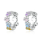 925 Sterling Silver Enamel Oxidized Silver Earrings