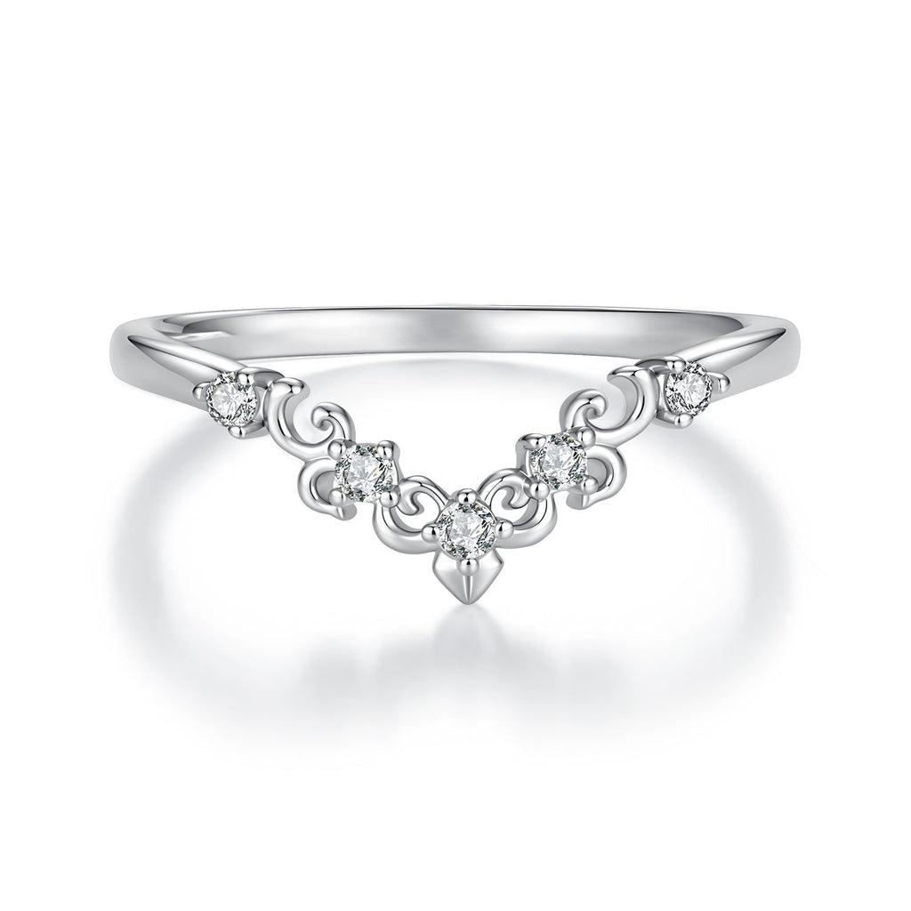 925 Sterling Silver White Gold Plated Moissanite Size 6 Ring for Women