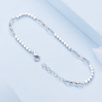 925 Sterling Silver Bracelet with Pavé Setting CZ, Platinum Plated, 14.5+3cm, for Women