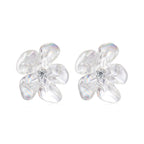 925 Sterling Silver Earrings with Pavé Setting CZ and Resin, 2.5x2.1cm for Women