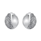 925 Sterling Silver Oxidized Silver Earrings 1.2*0.6cm for Women