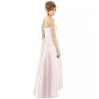 Alfred Sung Blush High-Low Sateen Pleated Skirt Formal Dress