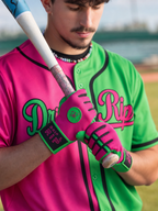 Drip & Rip™ 'Baller' Series Premium Leather Long Cuff Batting Glove Big Drip Energy