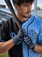 Drip & Rip™ 'Baller' Series Premium Leather Long Cuff Batting Glove Black Ice