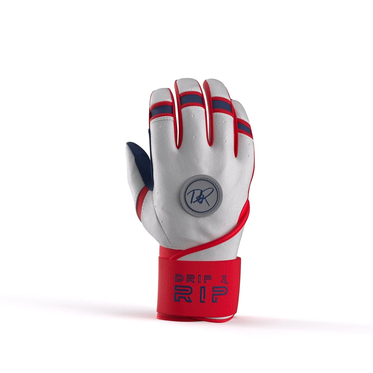 Drip & Rip™ "Baller" Series Premium Leather Long Cuff Batting Glove Flags