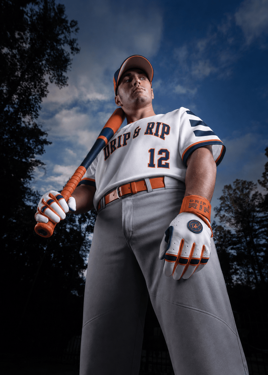 Drip & Rip™ "Baller" Series Premium Leather Long Cuff Batting Glove Freezer Burn