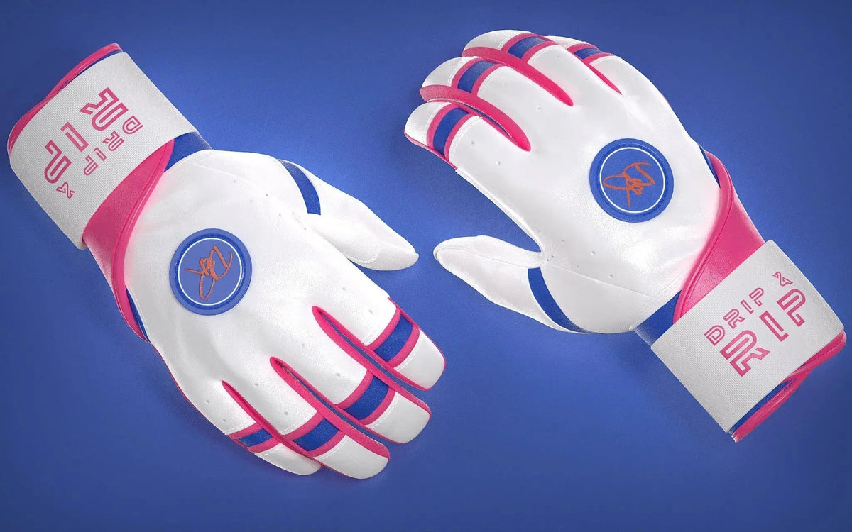 Drip & Rip™ 'Baller' Series Premium Leather Long Cuff Batting Glove South Beach Smoke