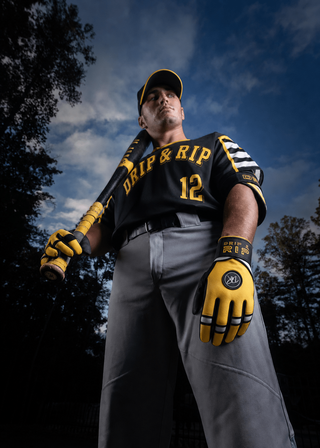 Drip & Rip™ 'Baller' Series Premium Leather Long Cuff Batting Gloves Danger Zone