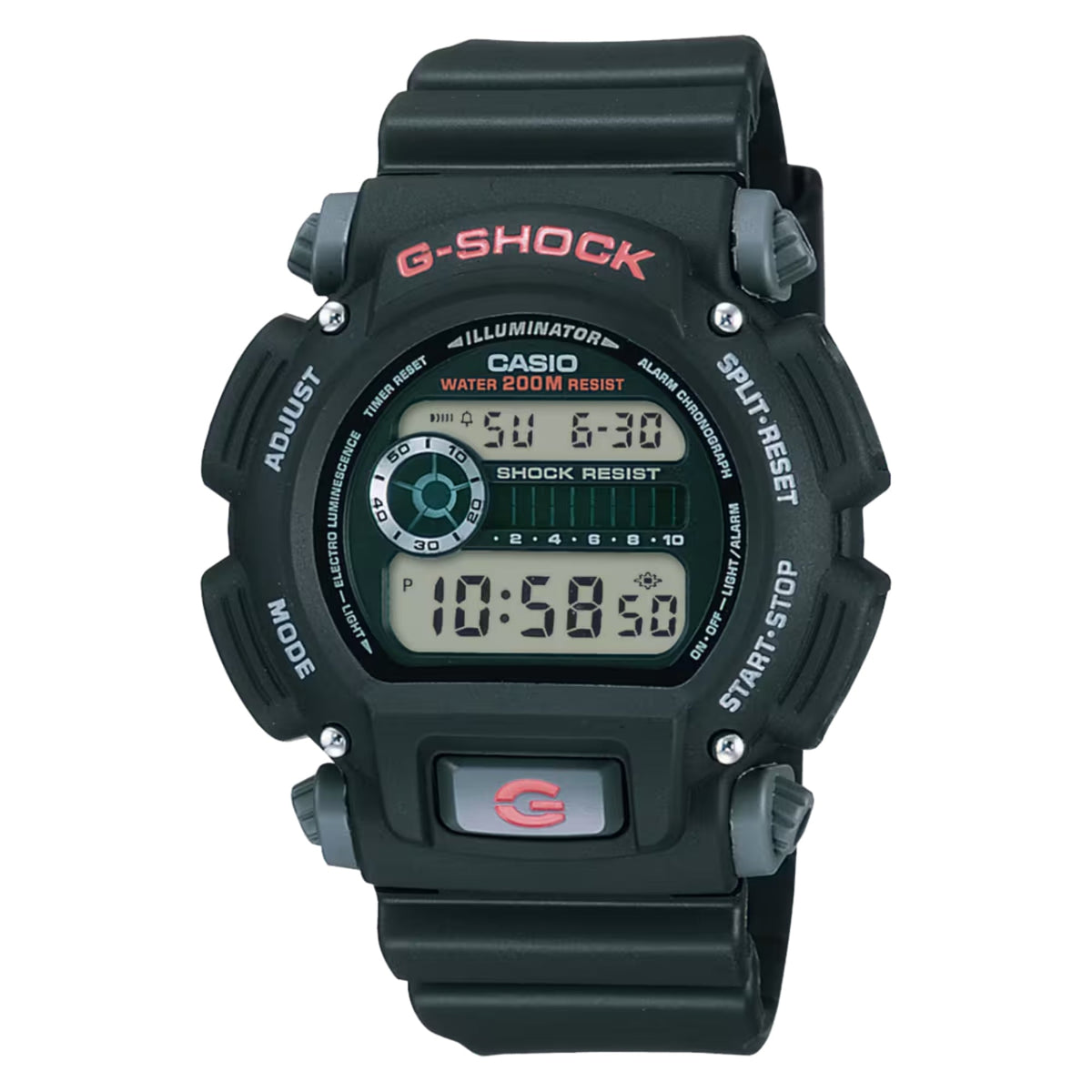 Casio G-SHOCK Men's Black Dial Digital Watch Black Resin Strap - DW-9052-1VDR