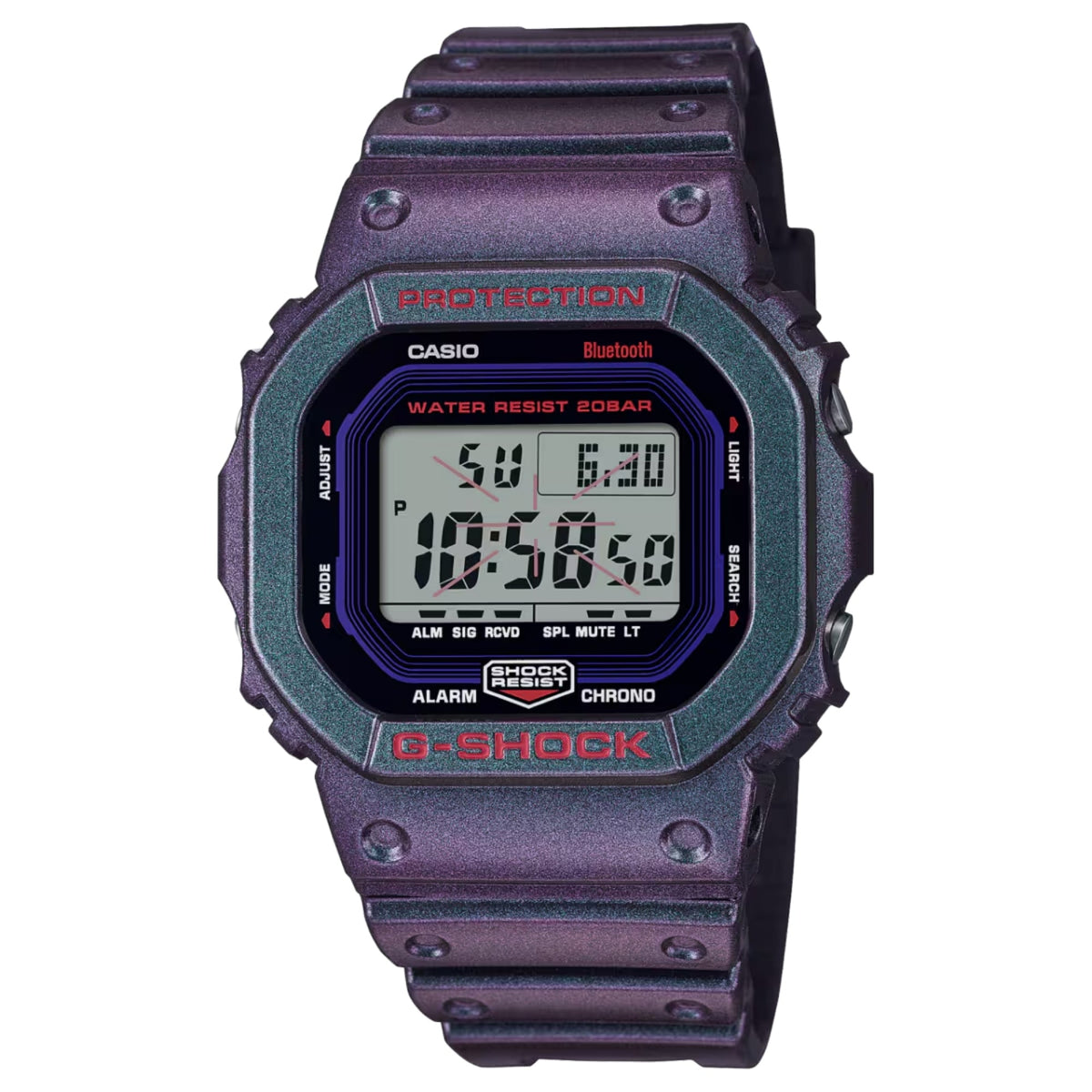 Casio G-SHOCK Men's Purple Dial Digital Watch Purple Resin Strap - DW-B5600AH-6DR