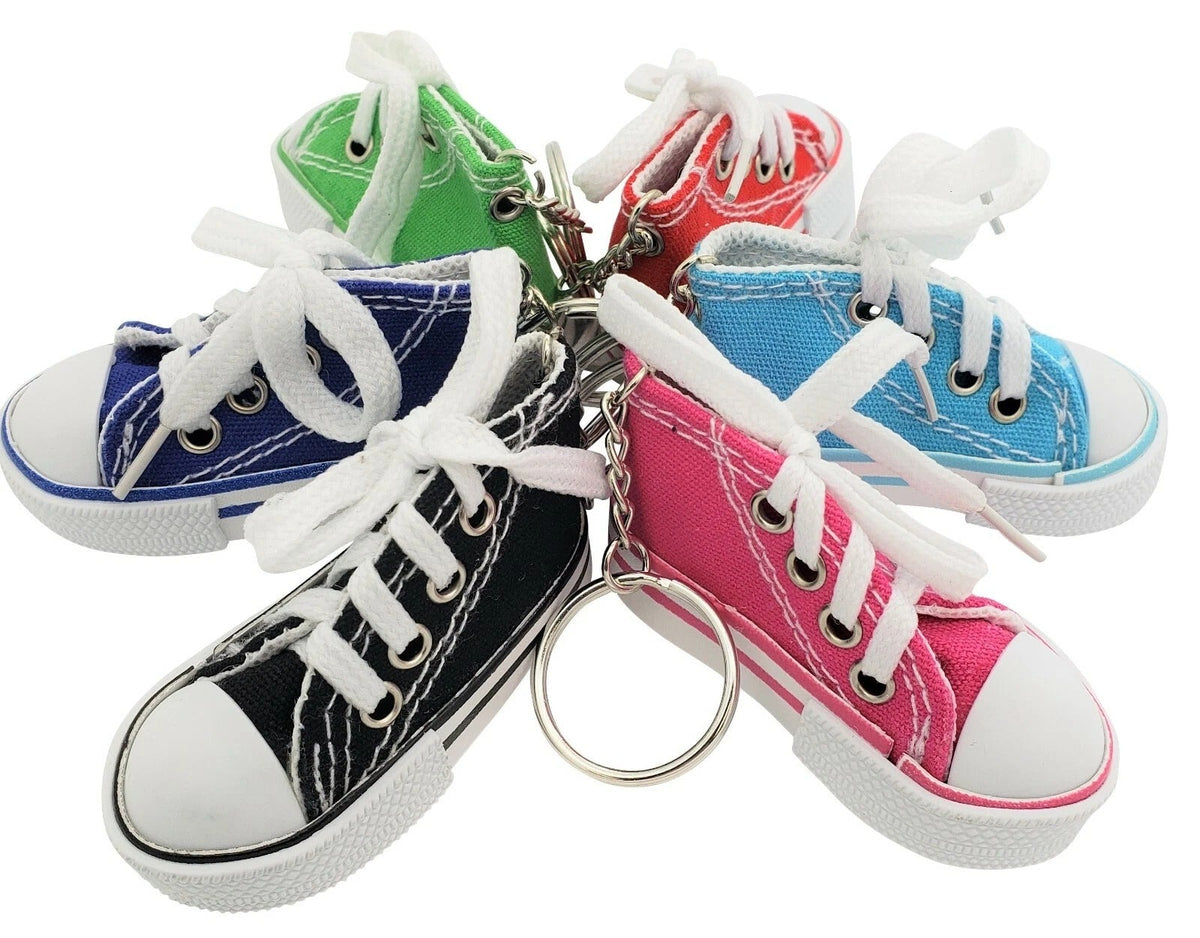 👟 120 TOTAL Mini Canvas Sneaker Keychains –  (3" Assorted Colors)