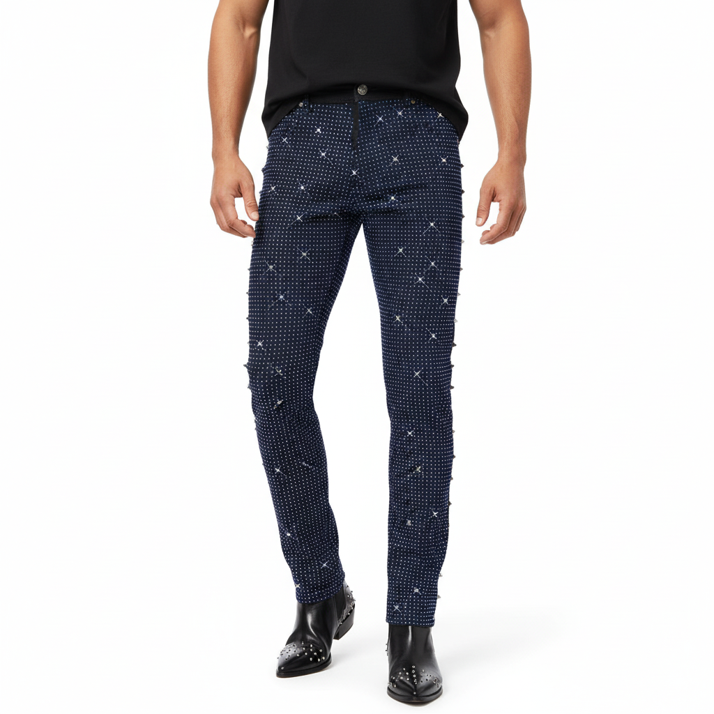 Barocco Pure Style Men's Jeans - Black/Royal