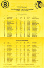 January 2 1996  Boston Bruins vs Chicago Blackhawks Offical  Game Program 182019