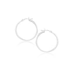 14k White Gold Polished Hoop Earrings (20 mm)