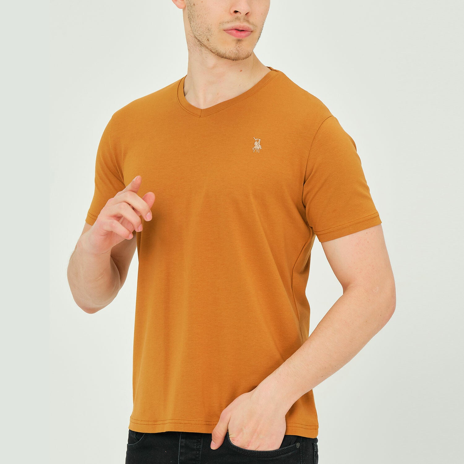Alex V-Neck Shirt // Camel