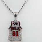 Chicago Bulls Dennis Rodman #91 Jersey Pendant Necklace – Premium Zircon Basketball Fan Gift
