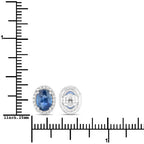 2.16 Carat Genuine Blue Sapphire and White Diamond 14K White Gold Earrings