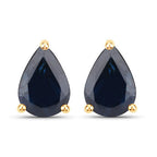 1.60 Carat Genuine Blue Sapphire 14K Yellow Gold Earrings