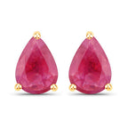 1.60 Carat Genuine Ruby 14K Yellow Gold Earrings