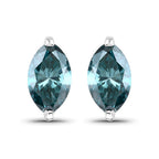 0.69 Carat Genuine Blue Diamond 14K White Gold Earrings