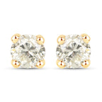 1.01 Carat Genuine LB Diamond 14K Yellow Gold Earrings