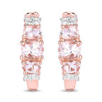 1.32 Carat Genuine Morganite and White Topaz .925 Sterling Silver Earrings