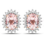 1.61 Carat Genuine Morganite and White Diamond 14K Rose Gold Earrings