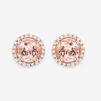 0.93 Carat Genuine Morganite and White Diamond 14K Rose Gold Earrings