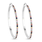 2.24 Carat Genuine Multi Sapphire .925 Sterling Silver Earrings