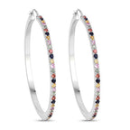 2.24 Carat Genuine Multi Sapphire .925 Sterling Silver Earrings