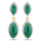 4.21 Carat Dyed Emerald and White Diamond .925 Sterling Silver Earrings