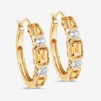 2.88 Carat Genuine Citrine and White Topaz .925 Sterling Silver Earrings