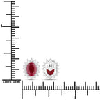 2.02 Carat Genuine Ruby and White Diamond 14K White Gold Earrings