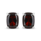 18K White Gold Plated 3.50 Carat Genuine Garnet .925 Sterling Silver Earrings