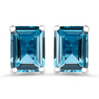 3.90 Carat Genuine London Blue Topaz .925 Sterling Silver Earrings