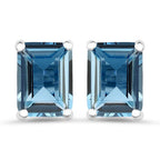 3.90 Carat Genuine London Blue Topaz .925 Sterling Silver Earrings