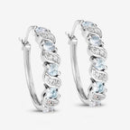 1.08 Carat Genuine Aquamarine and White Topaz .925 Sterling Silver Earrings