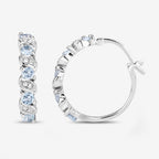 1.08 Carat Genuine Aquamarine and White Topaz .925 Sterling Silver Earrings