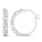 1.08 Carat Genuine Aquamarine and White Topaz .925 Sterling Silver Earrings